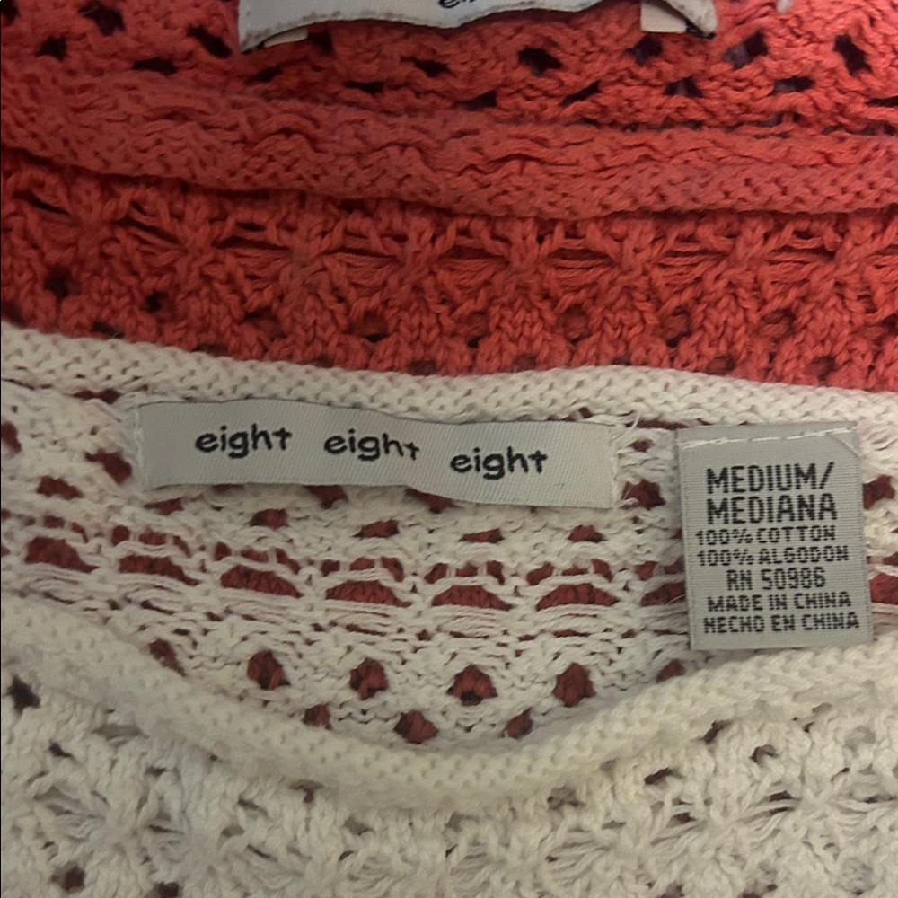 Eight, Eight, Eight Sweater Set - Purple, Coral, and White size medium - Picture 2 of 5